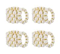 FELTECHELECTR 20 Piezas Servilleteros de Perlas Doradas Imitadas de Anillos para Servilletas de Elegantes Hebillas para Decoración de Bodas Banquetes y Fiestas Mesa