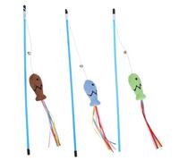 FELTECHELECTR 3 varitas de Juguete para Gatos: Palo Interactivo para Que los Gatitos jueguen en Interiores. Palo de Pesca portátil con un Bonito pez y de Serpentina. Ideal para Tiendas de Mascotas.