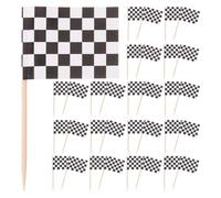 FELTECHELECTR 360 Banderas de Carreras a Cuadros para Cupcakes Doble Impresión, Palillos de Papel y Madera Seguros para Decoración en Fiestas de Cumpleaños y Celebraciones