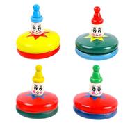 FELTECHELECTR 4 Piezas Peonzas de Madera Compactas con Diseño de Dibujos Animados Juguetes Manuales para Giróscopo Portátil para Interior y Exterior Regalo Divertido para Fiestas y Cumpleaños