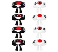 FELTECHELECTR 8 Diademas Japonesas Accesorios Ideales Diseño Tradicional de Poliéster para Cosplay y Uso Versátil para Disfraz de Chef de Sushi y Ninja en Fiestas