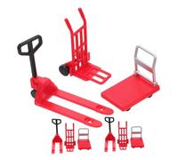 FELTECHELECTR 9piezas Juguetes de Construcción Miniatura, Carretilla Elevadora de Plástico Roja, Pequeño Carrito de Plataforma, Polea Manual, Set Educativo de Vehículos de Obra, Juguetes