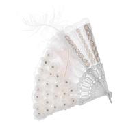 FELTECHELECTR Abanico Plegable para Novia con Encaje y Tela Ligero y Elegante para Bodas Fiestas y Despedidas de Soltera Accesorio Decorativo Práctico y Portátil
