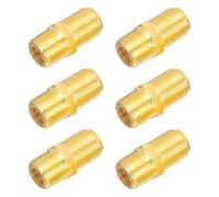 FELTECHELECTR Adaptador Coaxial Tipo f Roscado Conector De Cable De Antena Recto Adaptadores Extensores De Cable De Tv Para Instalación Satelital y Televisión Acabado Chapado En Oro Pack De 6 Unidades