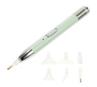 FELTECHELECTR Bolígrafo para Puntear Uñas con Puerto USB Recargable, Luz Verde, Punta Flexible y 6 Cabezales de Acero Inoxidable para Manualidades y Bordado