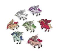 FELTECHELECTR Botones de Madera de Unicornio Accesorios Decorativos para Ropa y Tejido 50 de 31x28mm 2 Agujeros Color Aleatorio para Costura y Manualidades