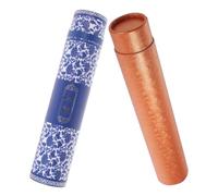 FELTECHELECTR Caja Cilíndrica Extensible para Pergaminos de Pintura 35-62 Cm, Set 2 Unidades (1 Azul Celadón 1 Dorado), Tubo de Póster y Soporte para Almacenamiento de Caligrafía y Arte