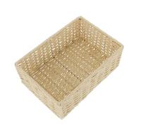 FELTECHELECTR Cesta Organizadora Tejida de Cuerda de Papel Beige Pequeña 22x15x9 Cm para Escritorio Caja de Almacenamiento Decorativa para Artículos Varios y Oficina