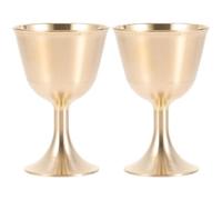 FELTECHELECTR Copa de Vino de Cobre Dorado Grande 8 CM Juego de 2 Copas Sagradas Multifuncionales para Ofrendas y Decoración Vaso Compacto Resistente para Uso Doméstico y Ritual