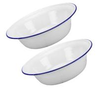 FELTECHELECTR Ensaladera Esmaltada Blanca de 22 CM 2 Piezas Borde Reforzado para Sopa y Verduras Cuenco Multiusos para Hogar y Actividades al Aire Libre