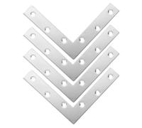 FELTECHELECTR Escuadras Planas de Acero Inoxidable Forma de L 120X120 MM 2 MM de Grosor Juego de 4 Soportes Metálicos para Fijación y Reparación de Paneles y Muebles de Madera