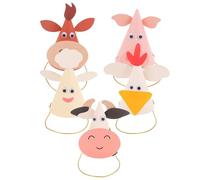 FELTECHELECTR Gorros de Cumpleaños Infantiles Diseño de Zodiaco Chino 5 Piezas Pollo Oveja Cerdo Vaca Colores y para Fiestas y Actividades Escolares