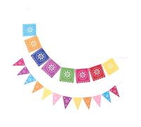 FELTECHELECTR Guirnalda Colgante para Fiesta de Piñata Mexicana Juego de 2 Unidades de Banderines de Fieltro y Tela No Tejida Colores Vivos Decoración para Jardín Hogar y Eventos Temáticos