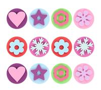 FELTECHELECTR Juego de 12 Sellos Autoentintables para Plantillas de Pintura EVA Doble Cara Colores Aleatorios Tamaño Pequeño para Escuela y Actividades Creativas Infantiles Color Aleatorio