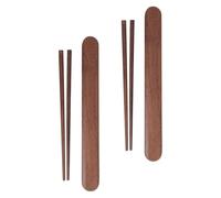 FELTECHELECTR Juego de 2 Palillos Reutilizables de Madera de Nogal Negro con Estuche Portátil, Diseño Compacto y Ahorro de Espacio para Actividades al Aire Libre y Viajes
