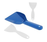 FELTECHELECTR Juego de 3 Raspadores de Hielo para Frigorífico y Congelador, Plástico Seguro, Tamaños Grande y Mediano en Blanco, Pequeño en Azul, para Descongelar y Limpiar Escarcha en Cocina