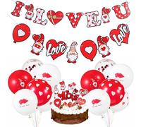 FELTECHELECTR Juego de Decoración Día de San Valentín Globos de Látex, Set de Adornos Románticos para Parejas, Kit de Suministros para Aniversario y Fiesta, Colores Vibrantes y Diseños Variados