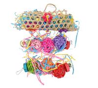 FELTECHELECTR Juego de Jaula Colgante para Loros Juguete Triturador Masticar, Material Sintético Seguro, Parque para Trepar Adecuado para Aves Pequeñas