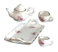 FELTECHELECTR Juego De Té De Cerámica Miniatura para Niñas Accesorios para Casa De Muñecas Tamaño 1:12 Juego De Té En Miniatura y Decoración Set De Cerámica Pequeña