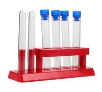 FELTECHELECTR Juego de Tubos de Ensayo para Experimentos Científicos Capacidad para 6 Tubos con Soporte de Plástico Rojo Adecuado para Procesos de Aprendizaje y Enseñanza