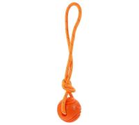 FELTECHELECTR Juguete Interactivo Masticable para Cachorros, Pelota de Goma Portátil Naranja para Perros Medianos, Accesorio Multifuncional para Entrenamiento y Entretenimiento de Mascotas
