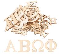 FELTECHELECTR Letras de Madera sin Terminar Griegas para Manualidades, 72 Piezas en Dos Tamaños (25 Mm y 50 Mm), Color Natural, Bloques de Letras para Bricolaje, Decoración y Proyectos