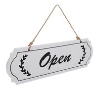 FELTECHELECTR Letrero de Puerta de Madera Blanco Cuerda de Yute para Colgar, Señal Elegante de Abierto y Cerrado Adecuado para Hoteles y Exteriores, Diseño Minimalista y Fácil Lectura