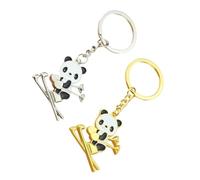 FELTECHELECTR Llavero Colgante de Panda de Juguete para Mochila Escolar Set de 2 Piezas Color Dorado y Plateado Ligero y Compacto Adorno Decorativo para Bolso y Llaves Adecuado para Uso