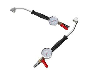 FELTECHELECTR Mandril de Aire para Inflador de Neumáticos con Manómetro Integrado, Conector Rápido y Boquilla Extendida en Diseño de Codo, 2 Piezas para Camiones y Vehículos, Medidor de Presión