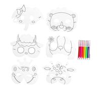 FELTECHELECTR Máscaras Infantiles para Pintar y Decorar Diseños de Animales DIY Creativo para Fiestas y Cumpleaños de Máscaras para Manualidades que Fomenta la Expresión Artística y Habilidades