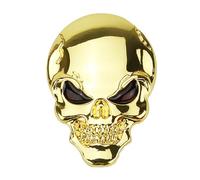 FELTECHELECTR Pegatina Tridimensional de Calavera Dorada para Coche, Pasta Metálica de Aleación de Zinc Resistente para Decoración y Modificación del Vehículo