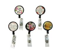 FELTECHELECTR Porta Credencial Creativas Moda Telescópico Clip Varios estilos para Insignia en Abs, 5 Piezas Adecuado para Estudiantes y Enfermeras en Uso Diario Varios estilos