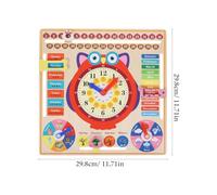 FELTECHELECTR Reloj de Madera Infantil con Diseño de Búho Educativo Juguete Didáctico para Aprender el Estaciones y Calendario Resistente y Portátil