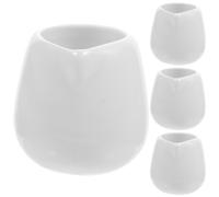 FELTECHELECTR Salsera de Cerámica de Color Blanco Mini 4 Piezas, Taza para Salsa y Leche sin Asa, Adecuada para Restaurante y Uso en Mesa, Vertedor Preciso, Apta para Barbacoa, Picnic y Eventos