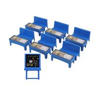 FELTECHELECTR Set de 13 Piezas Muebles para Casa de Muñecas Escritorio y Silla Ajustables en Altura Pizarra Pequeña Azul para Mini Accesorios Escolares Seguros y Educativos para Juego
