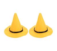 FELTECHELECTR Sombrero de Bruja de Fieltro Amarillo Grueso 2 Piezas Unisex para Disfraz de Halloween Accesorio Medieval Puntiagudo para Fiesta y Cosplay Adulto