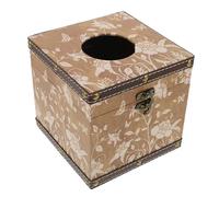 FELTECHELECTR Soporte para Caja de Pañuelos de Madera Cuadrado Estampado Retro, Dispensador de Servilletas Decorativo para Baño, Cocina y Oficina, Porta Pañuelos Práctico y Duradero