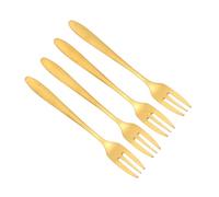 FELTECHELECTR Tenedores para Postre Dientes de Acero Inoxidable Dorados, Resistentes al Desgaste Pack de 4 Unidades para Fiestas de Cumpleaños y Snacks
