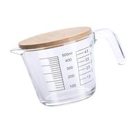 FELTECHELECTR Vaso Medidor de Vidrio Resistente al Calor Tapa de Madera Práctico Jarro para Hornear Apto para Microondas y Almacenamiento Seguro Cocina