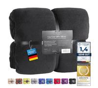 Feluna Manta de Peluche XXL Manta de Microfibra Manta de Estar con Tacto de Cachemira 220 x 200 cm (Negro)