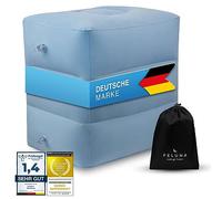 Feluna® Reposapiés, reposapiés, cojín de viaje para tren, coche y avión, cojín inflable de viaje para playa y camping, cojín multifunción de hasta 42 x 38 x 45 cm (azul)