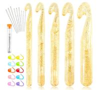 Feluxor Juego de 5 agujas de ganchillo en línea, 12 - 25 mm, juego de crochet grande para principiantes, juego de agujas de ganchillo jumbo para manos artriticas para alfombras, bufandas, grandes