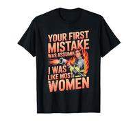 Female Firefighter Strong Woman Fire Rescue Flames EMT Camiseta
