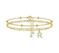 Female Foot Chain Letters Zircon Double Layer Jewelry 26 Initial Anklet Bracelets For Women Ring