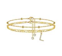 Female Foot Chain Letters Zircon Double Layer Jewelry 26 Initial Anklet Bracelets For Women Ring