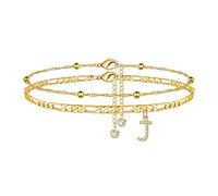 Female Foot Chain Letters Zircon Double Layer Jewelry 26 Initial Anklet Bracelets For Women Ring
