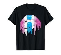 Femboy Lip Bite Crossdressing Trans Transgender Pride Flag Camiseta