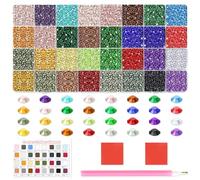 FEMBW 32 Colores de Diamantes de Imitación de 3 mm, Kit de 32,000 Piedras Brillantes con Brillo, Diamantes de Imitación Planos para Uñas, Textiles, Manualidades y Pintura Facial, Pintura de Diamantes