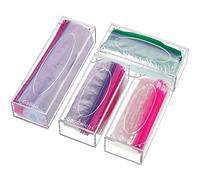 FEMELI Organizador de almacenamiento de bolsas de alimentos, caja de acrílico para cajones de cocina, compatible con galón, cuarto de galón deslizante, congelador, sándwich, aperitivos, bolsas de