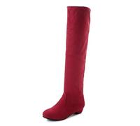 Femenina de Rodilla Casual Please en el Muslo Bloque de Bloqueo High Heel Redonde Toe Fall Weather Boots Winter